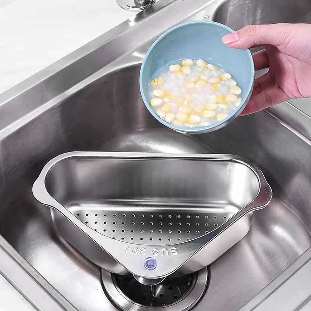 Stainless Steel Sink Strainer Basket Triangle Sink,Triangle Sink Drainer Basket - Picture 2 of 6